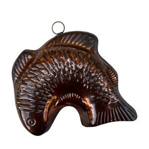 Copper Fish Mold Wall Decor 10.5" L X 8.75" T X 2" With Ring For Hanging VTG